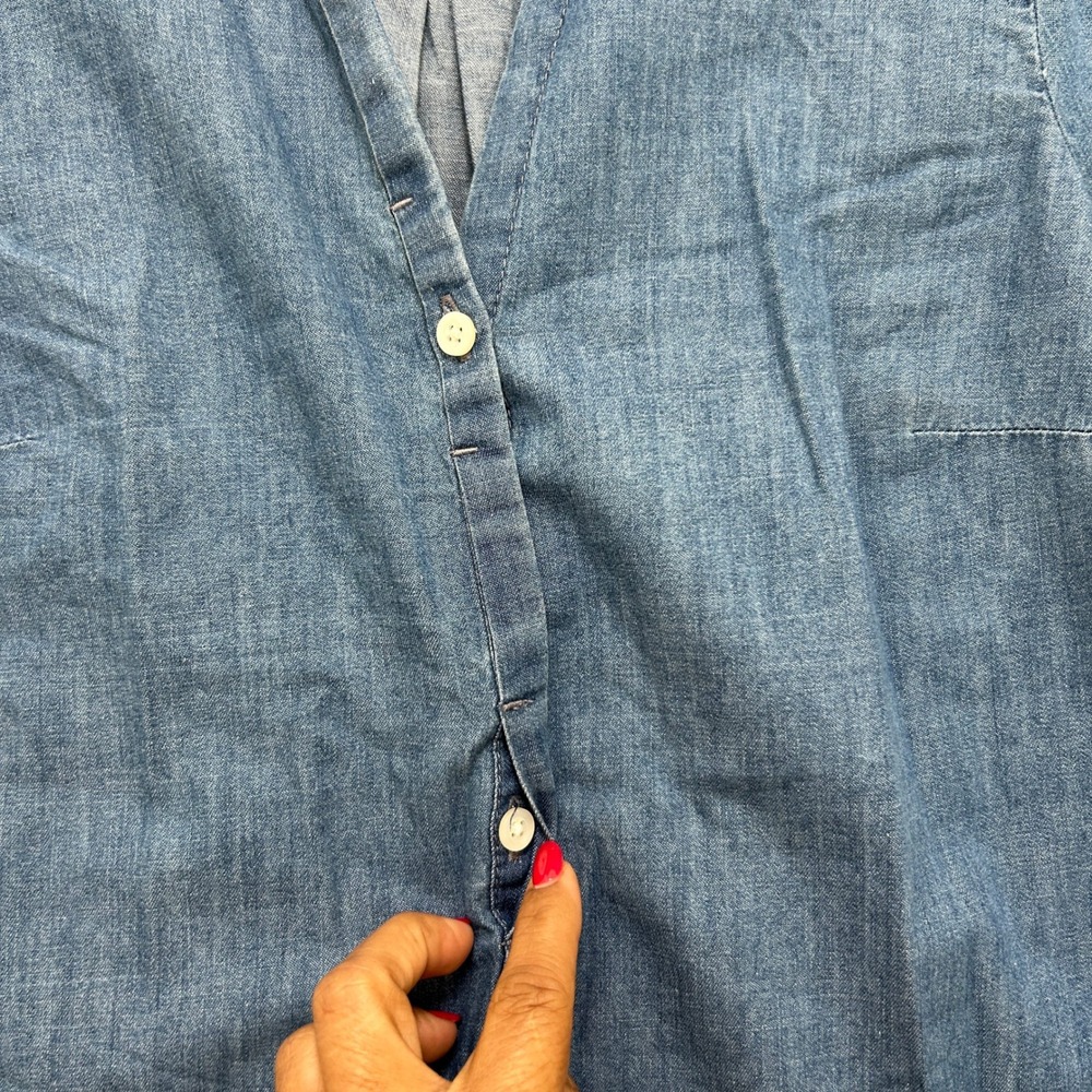 J.Crew Womens Blue Denim Short Sleeve Button Up Shirt XS 7656 - Picture 2 of 7